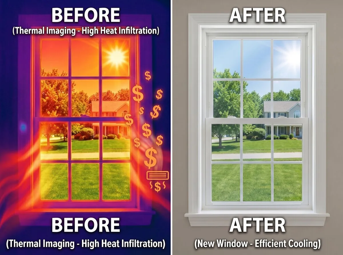 AC energy loss through old windows
